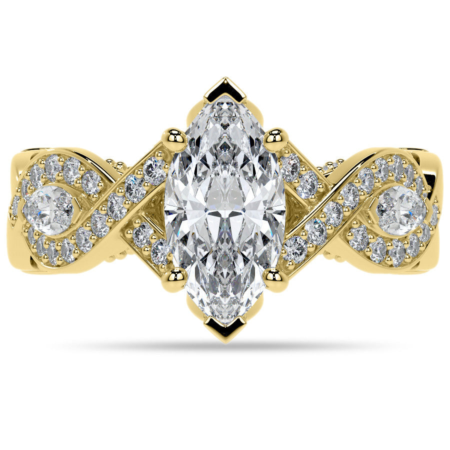 Marquise Split Shank Infinity Style Moissanite Engagement Ring