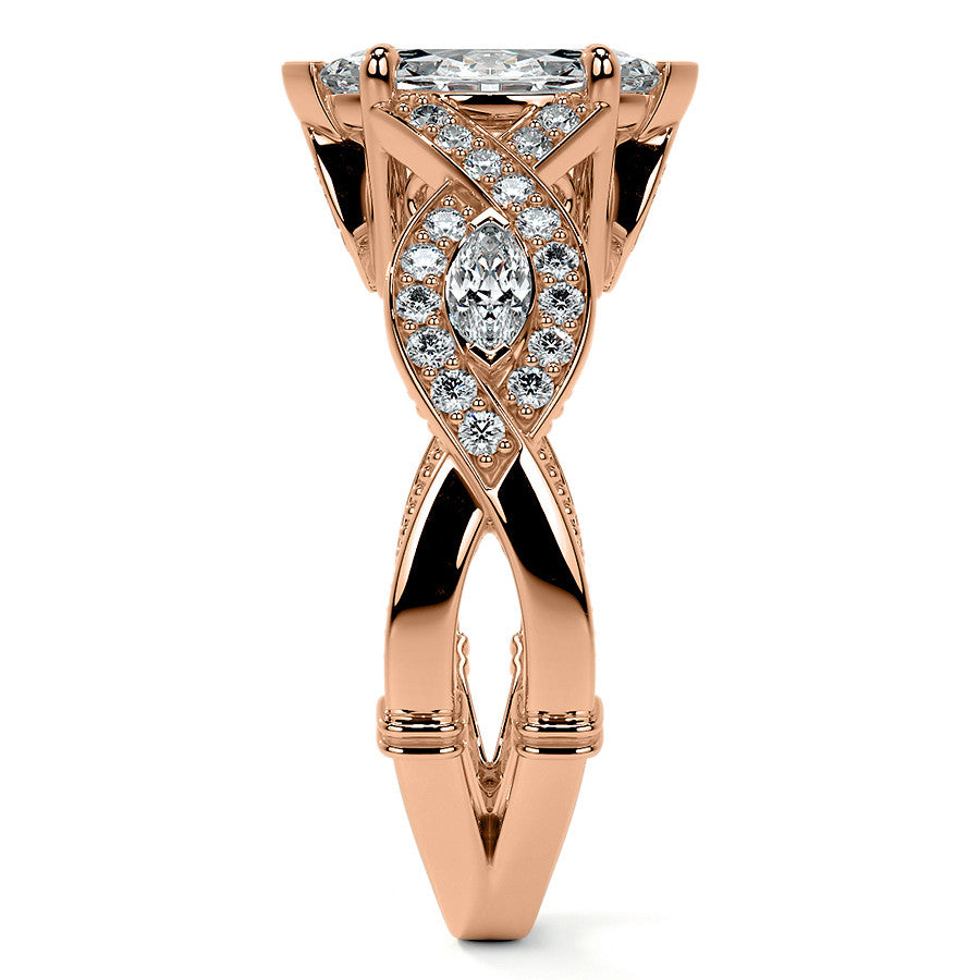 Marquise Split Shank Infinity Style Moissanite Engagement Ring