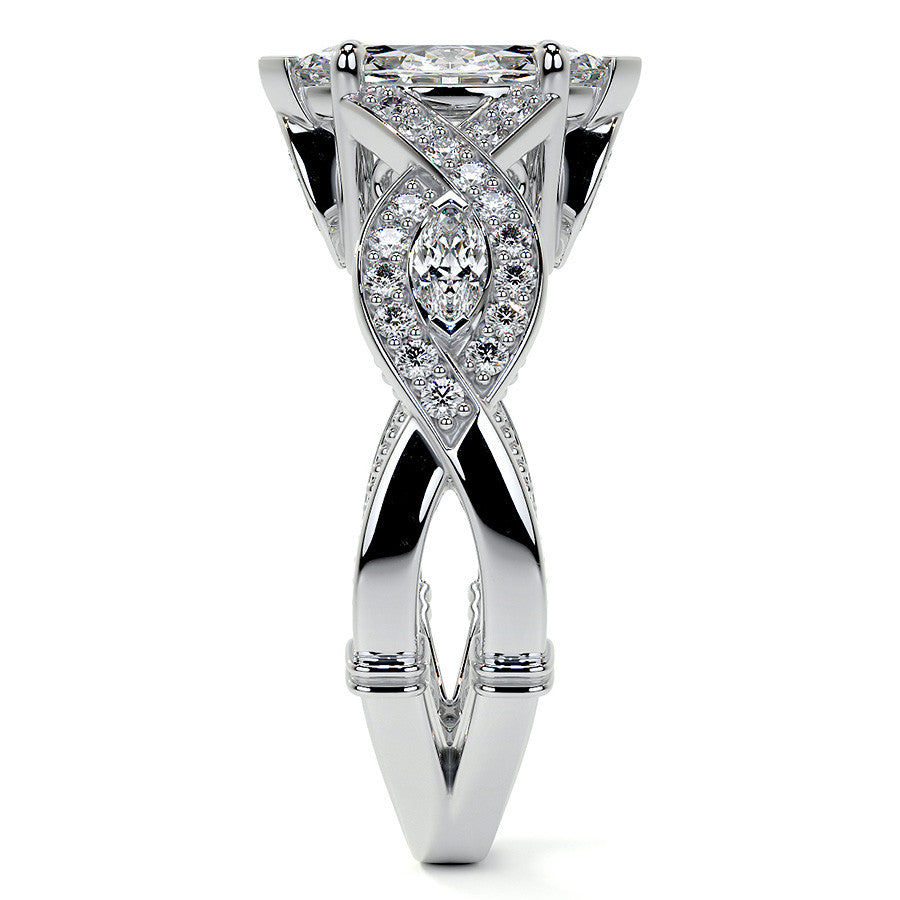 Marquise Split Shank Infinity Style Moissanite Engagement Ring