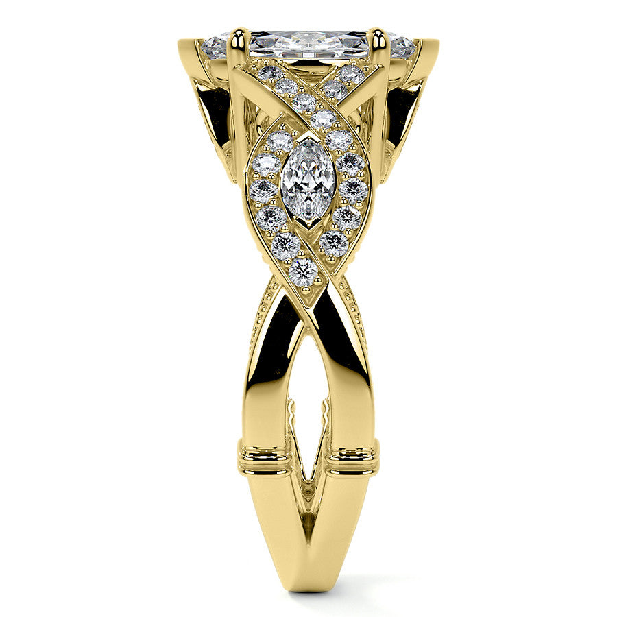 Marquise Split Shank Infinity Style Moissanite Engagement Ring