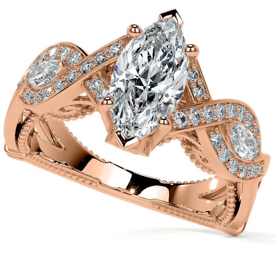 Marquise Split Shank Infinity Style Moissanite Engagement Ring