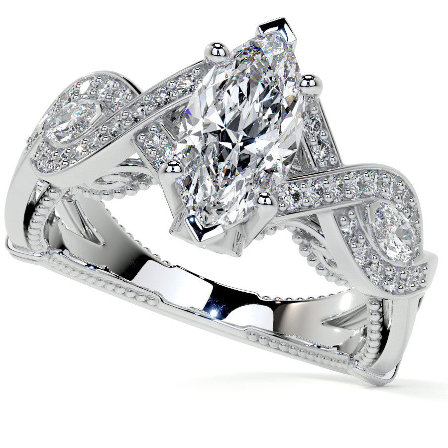 Marquise Split Shank Infinity Style Moissanite Engagement Ring