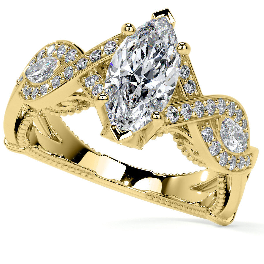 Marquise Split Shank Infinity Style Moissanite Engagement Ring