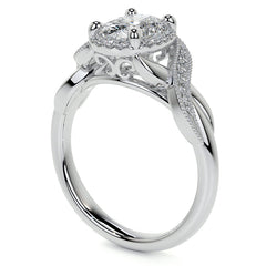 Antique Style Oval Moissanite Halo Infinity Engagement Ring with Milgrain