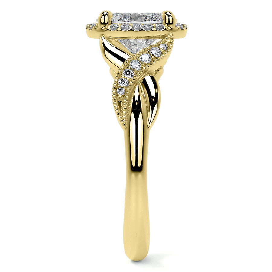 Antique Style Oval Moissanite Halo Infinity Engagement Ring with Milgrain