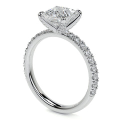 Princess cut Moissanite Engagement Ring with Accented Claw Prongs