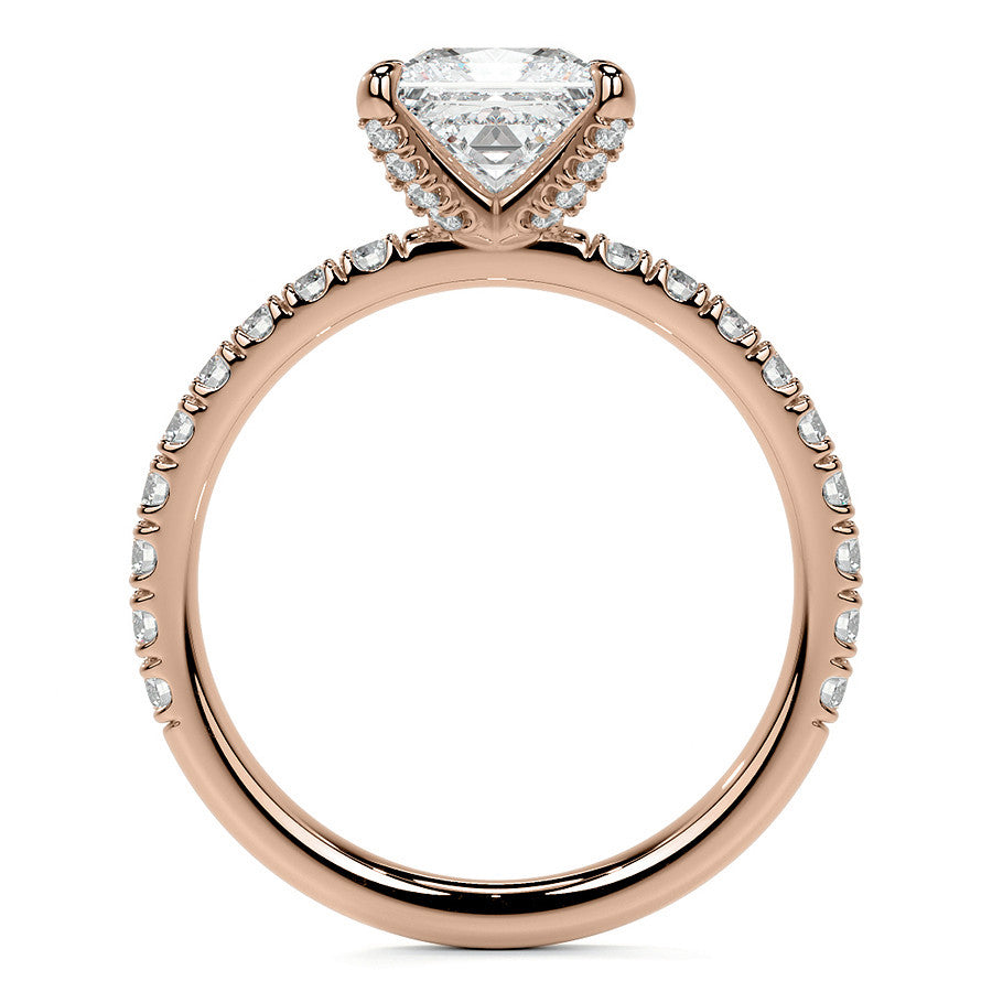 Princess cut Moissanite Engagement Ring with Accented Claw Prongs