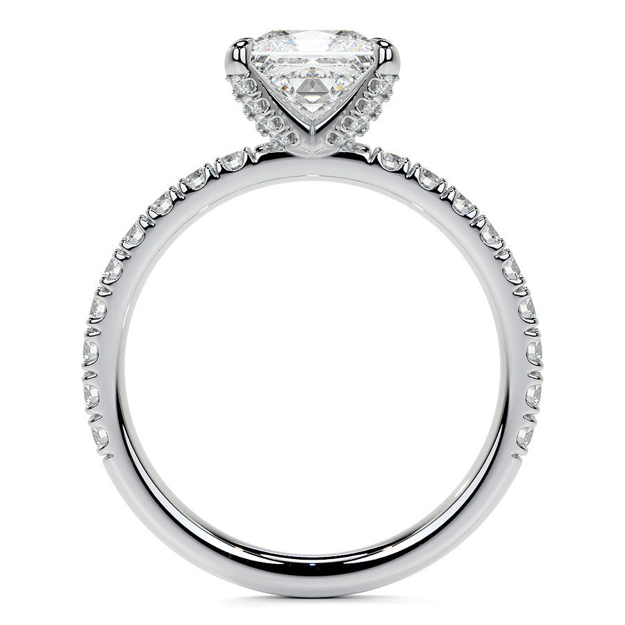 Princess cut Moissanite Engagement Ring with Accented Claw Prongs