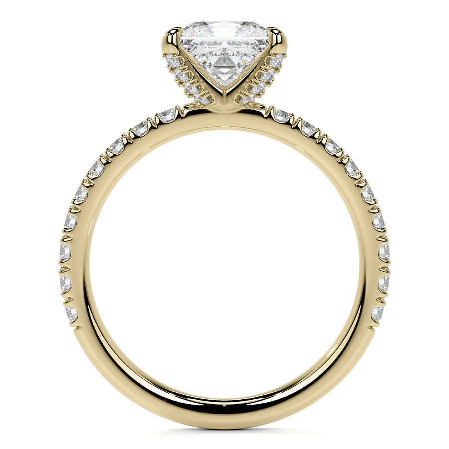 Princess cut Moissanite Engagement Ring with Accented Claw Prongs
