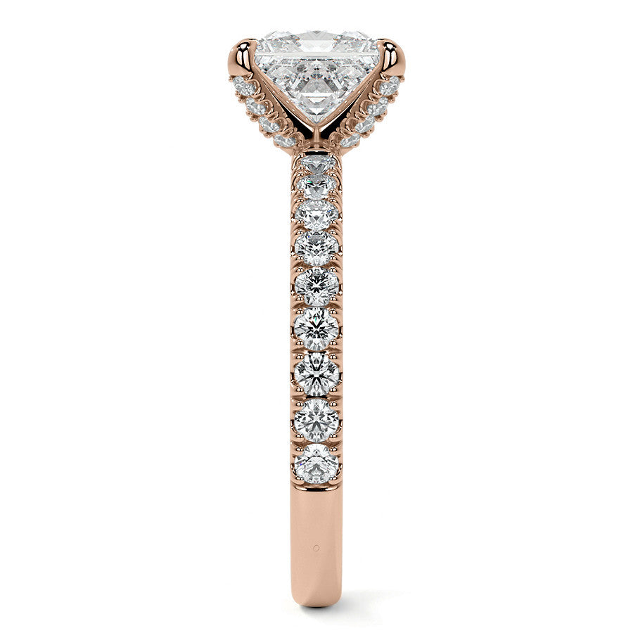 Princess cut Moissanite Engagement Ring with Accented Claw Prongs