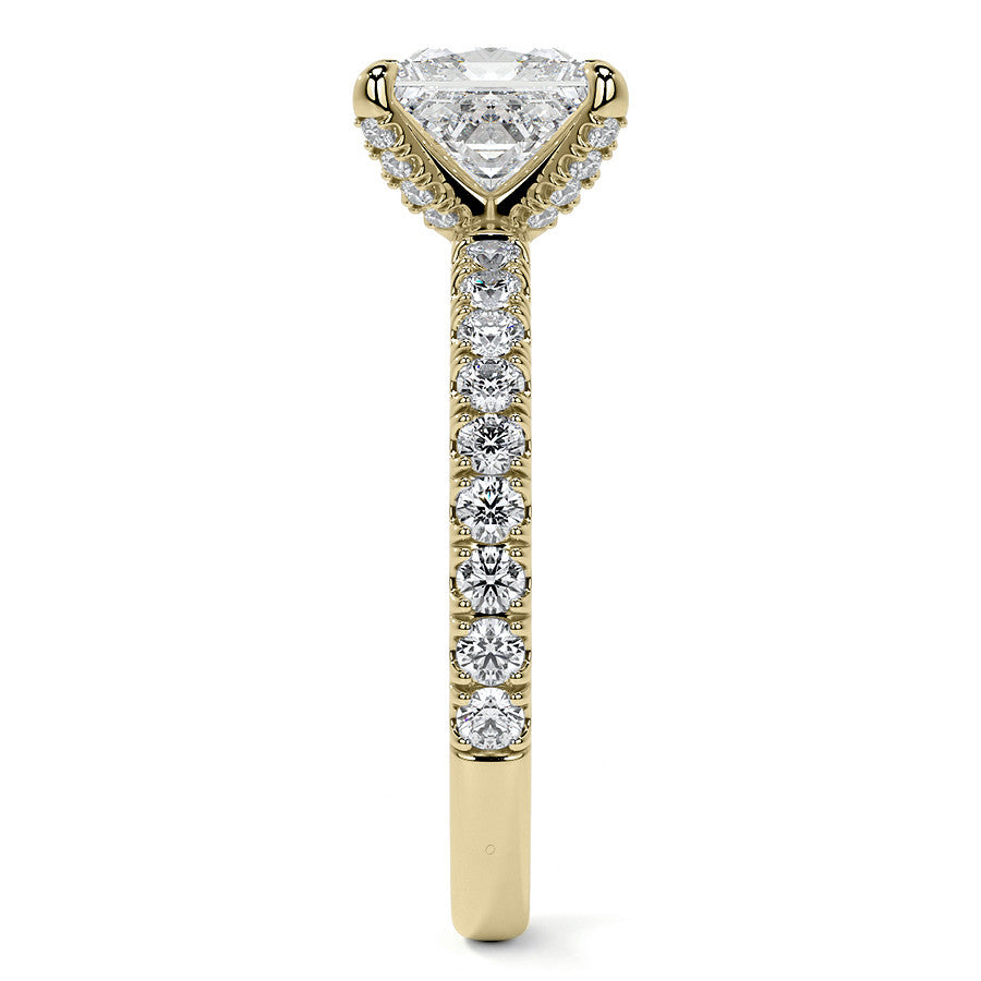 Princess cut Moissanite Engagement Ring with Accented Claw Prongs