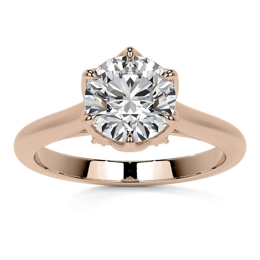 Round Tulip Prong Cathedral Moissanite Engagement Ring