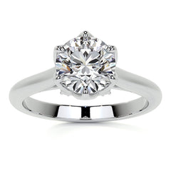 Round Tulip Prong Cathedral Moissanite Engagement Ring
