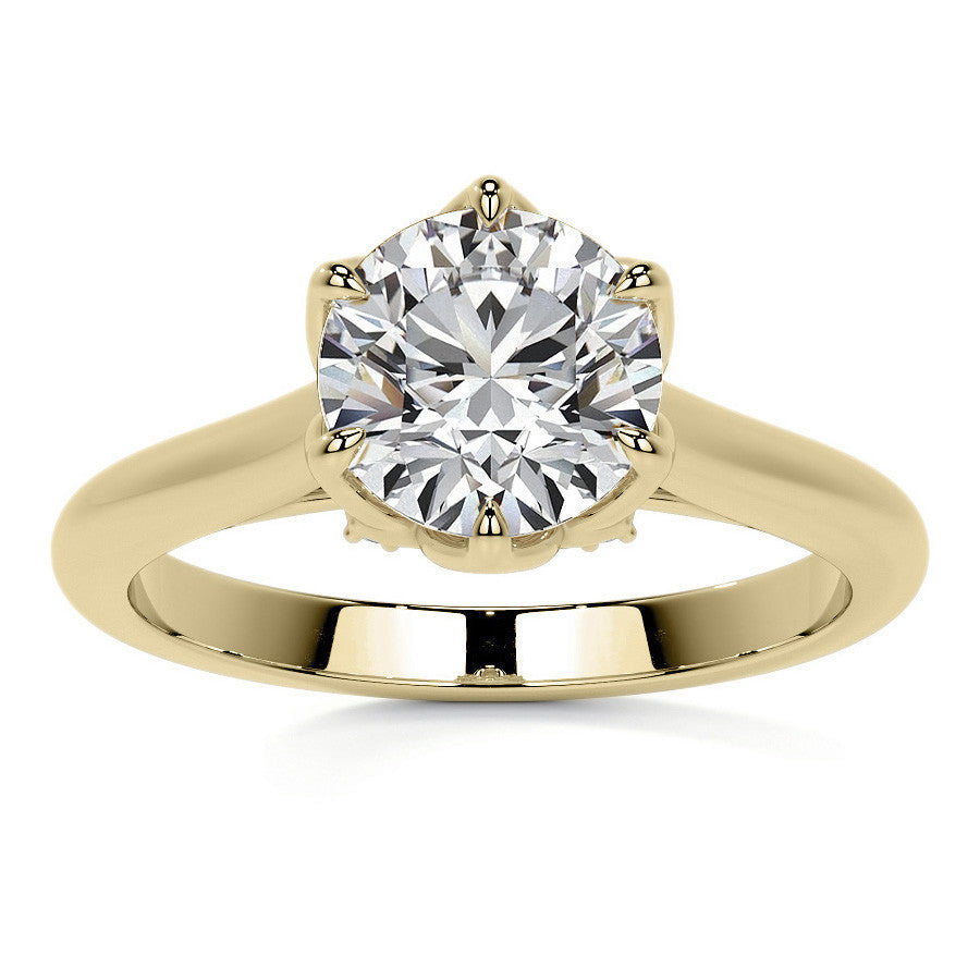 Round Tulip Prong Cathedral Moissanite Engagement Ring