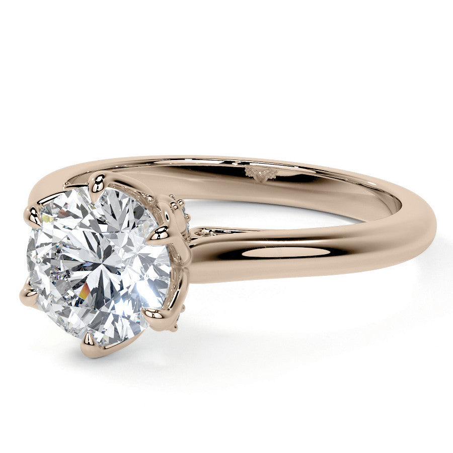 Round Tulip Prong Cathedral Moissanite Engagement Ring