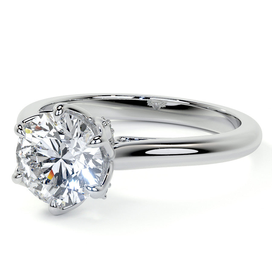 Round Tulip Prong Cathedral Moissanite Engagement Ring