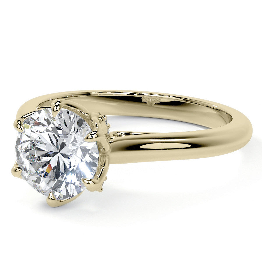 Round Tulip Prong Cathedral Moissanite Engagement Ring