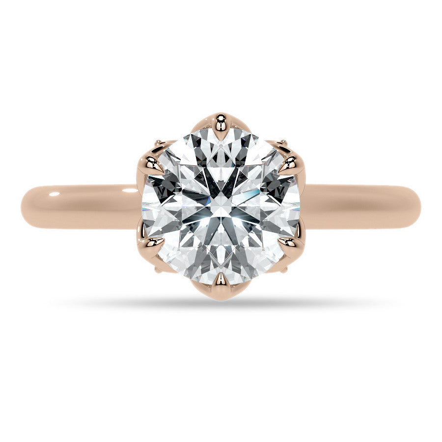 Round Tulip Prong Cathedral Moissanite Engagement Ring