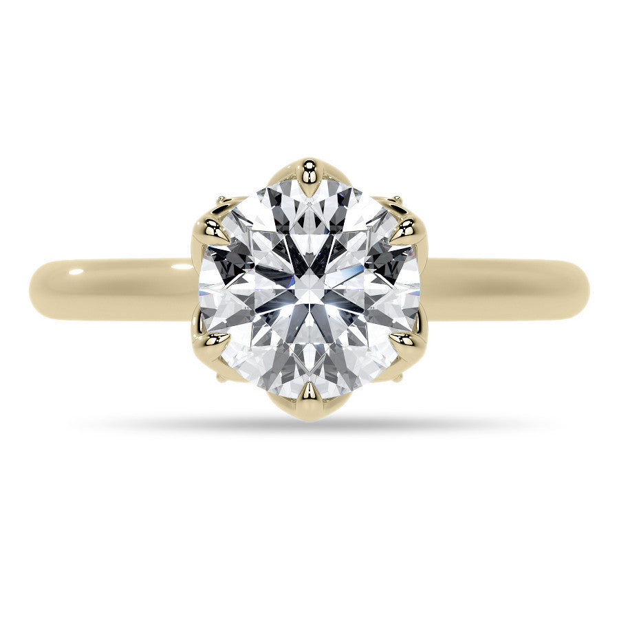 Round Tulip Prong Cathedral Moissanite Engagement Ring
