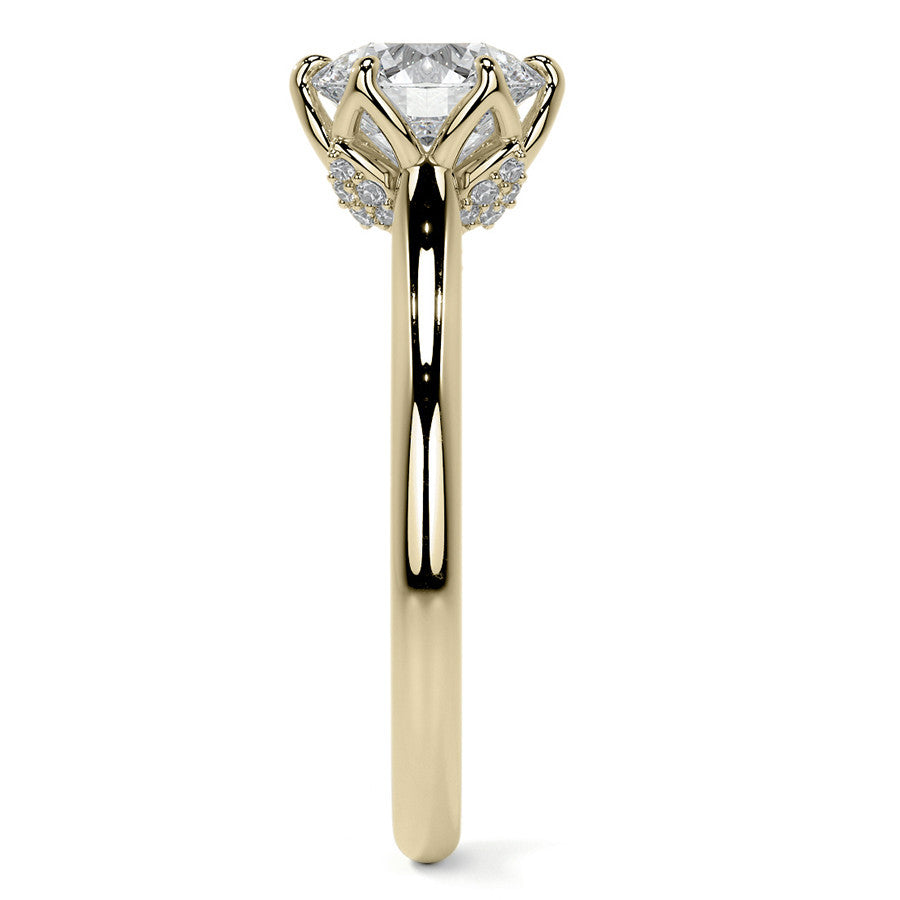 Round Tulip Prong Cathedral Moissanite Engagement Ring