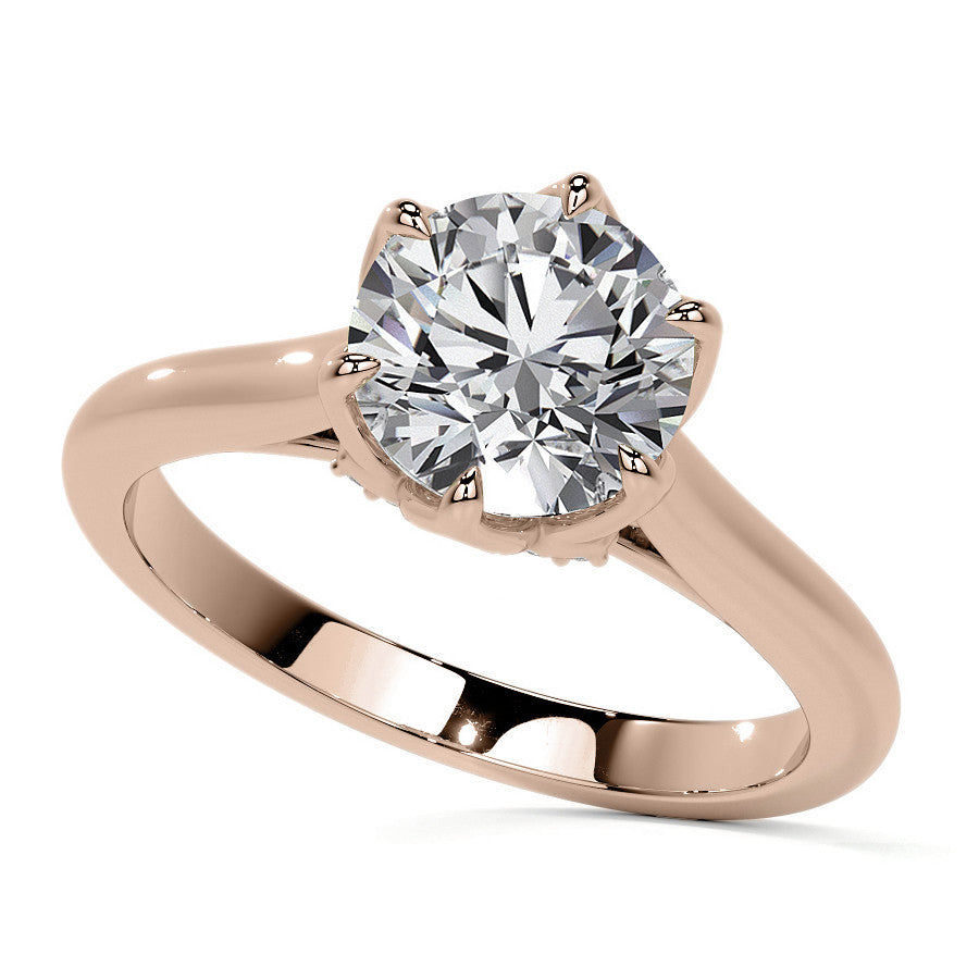 Round Tulip Prong Cathedral Moissanite Engagement Ring