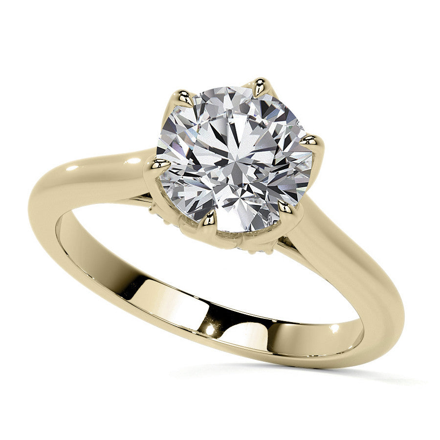 Round Tulip Prong Cathedral Moissanite Engagement Ring