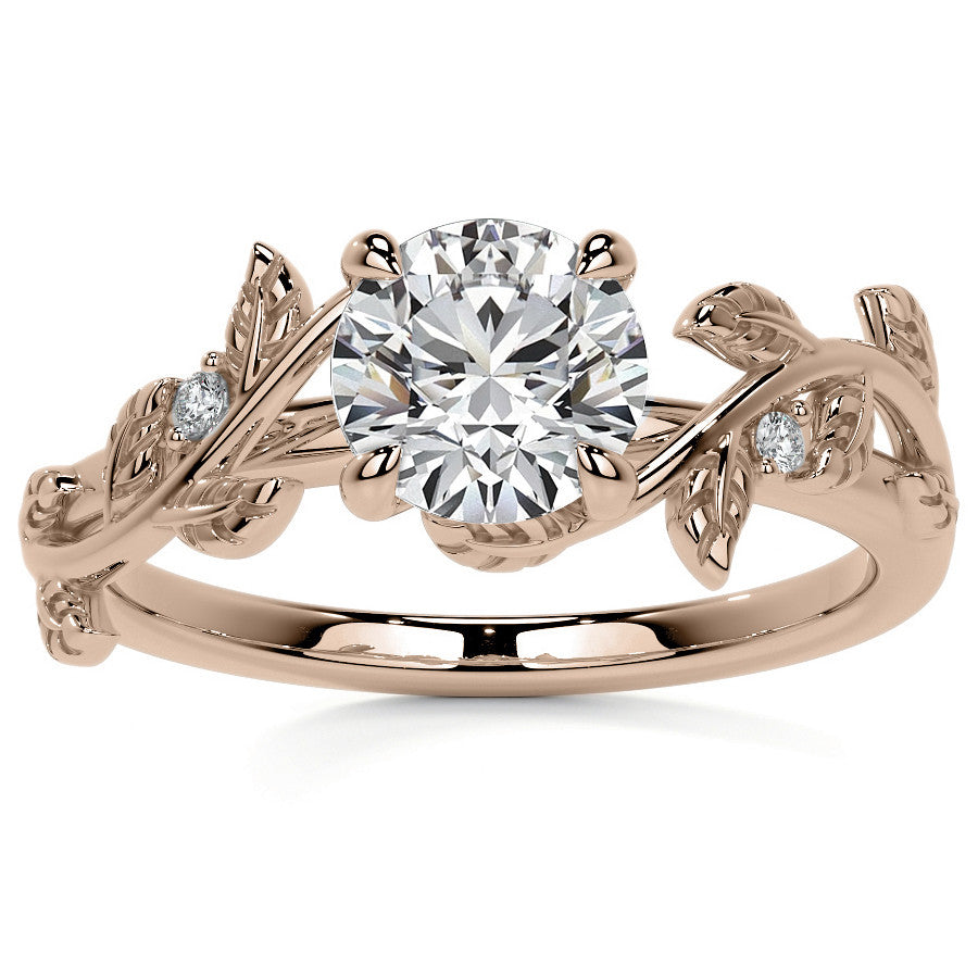 Round Vine Inspired Cathedral Moissanite Engagement Ring