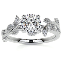 Round Vine Inspired Cathedral Moissanite Engagement Ring