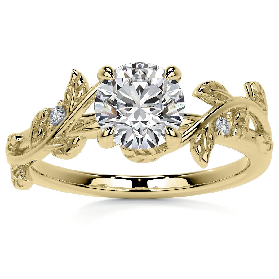 Round Vine Inspired Cathedral Moissanite Engagement Ring