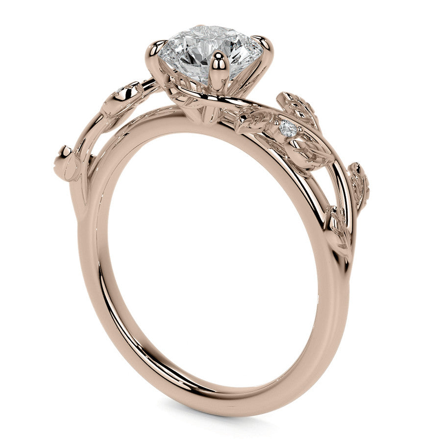 Round Vine Inspired Cathedral Moissanite Engagement Ring