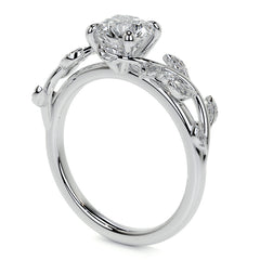 Round Vine Inspired Cathedral Moissanite Engagement Ring