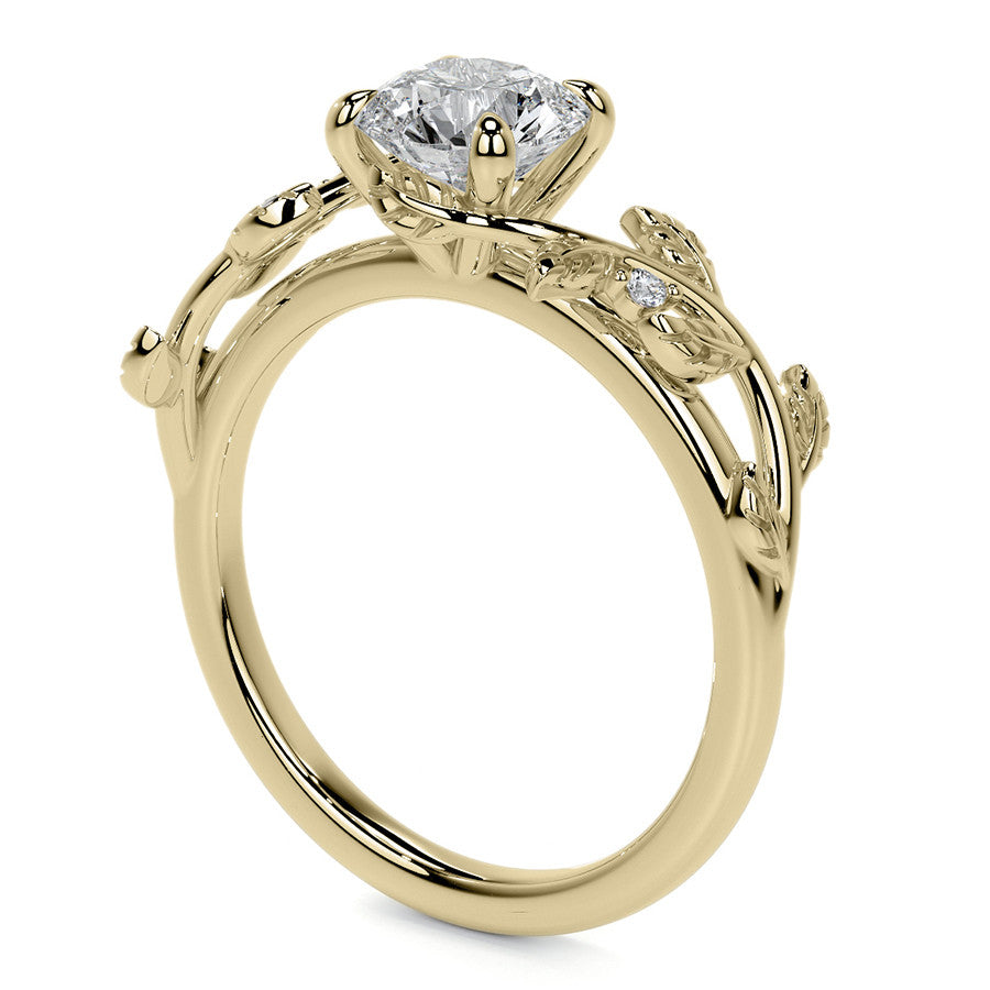 Round Vine Inspired Cathedral Moissanite Engagement Ring