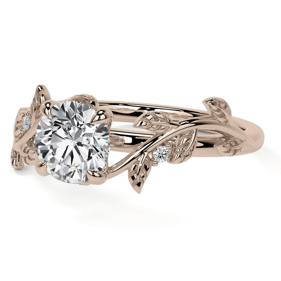 Round Vine Inspired Cathedral Moissanite Engagement Ring