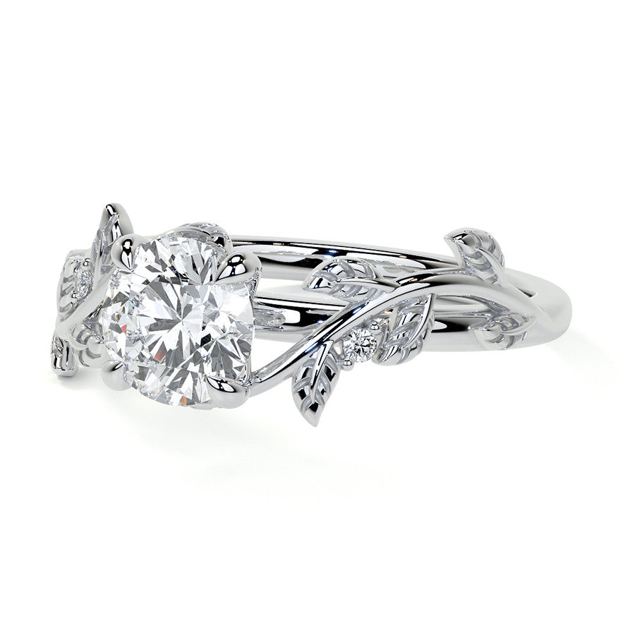 Round Vine Inspired Cathedral Moissanite Engagement Ring
