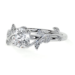 Round Vine Inspired Cathedral Moissanite Engagement Ring
