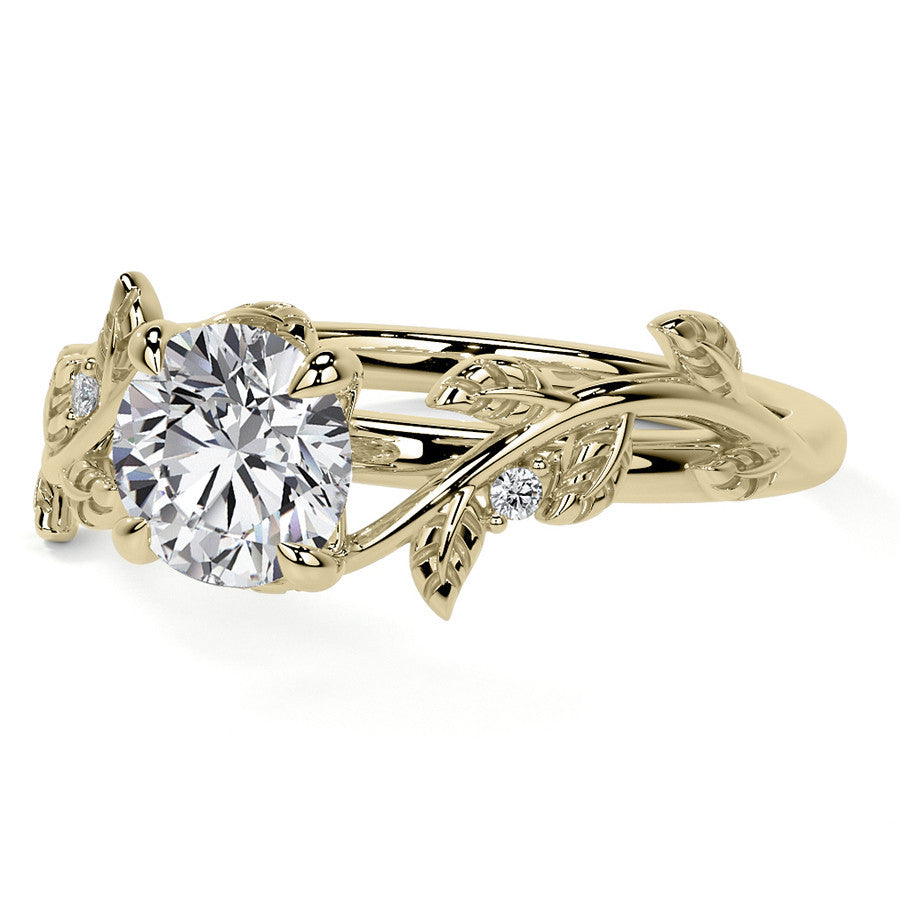 Round Vine Inspired Cathedral Moissanite Engagement Ring