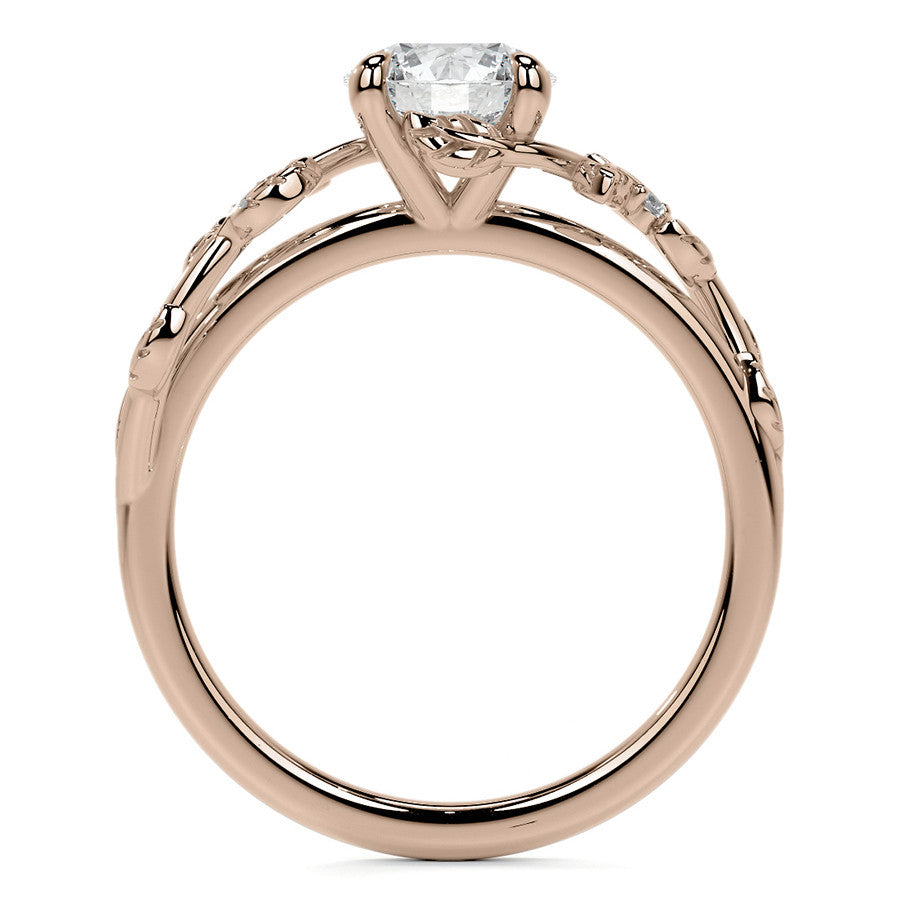 Round Vine Inspired Cathedral Moissanite Engagement Ring