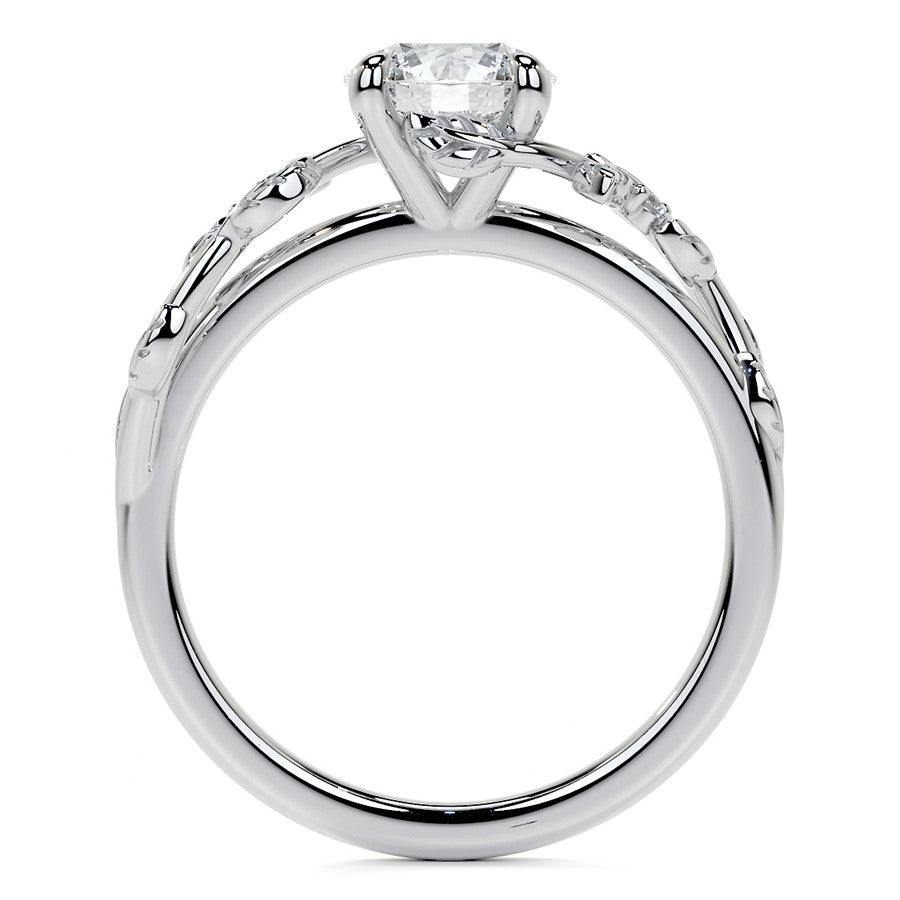 Round Vine Inspired Cathedral Moissanite Engagement Ring