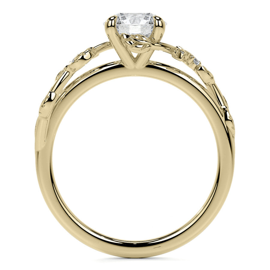 Round Vine Inspired Cathedral Moissanite Engagement Ring