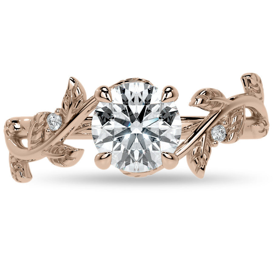 Round Vine Inspired Cathedral Moissanite Engagement Ring