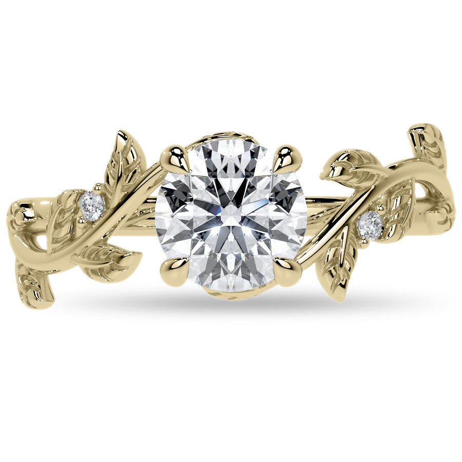 Round Vine Inspired Cathedral Moissanite Engagement Ring