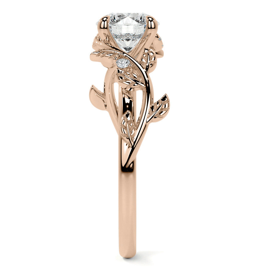 Round Vine Inspired Cathedral Moissanite Engagement Ring