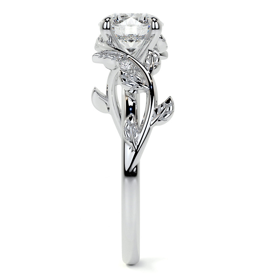Round Vine Inspired Cathedral Moissanite Engagement Ring
