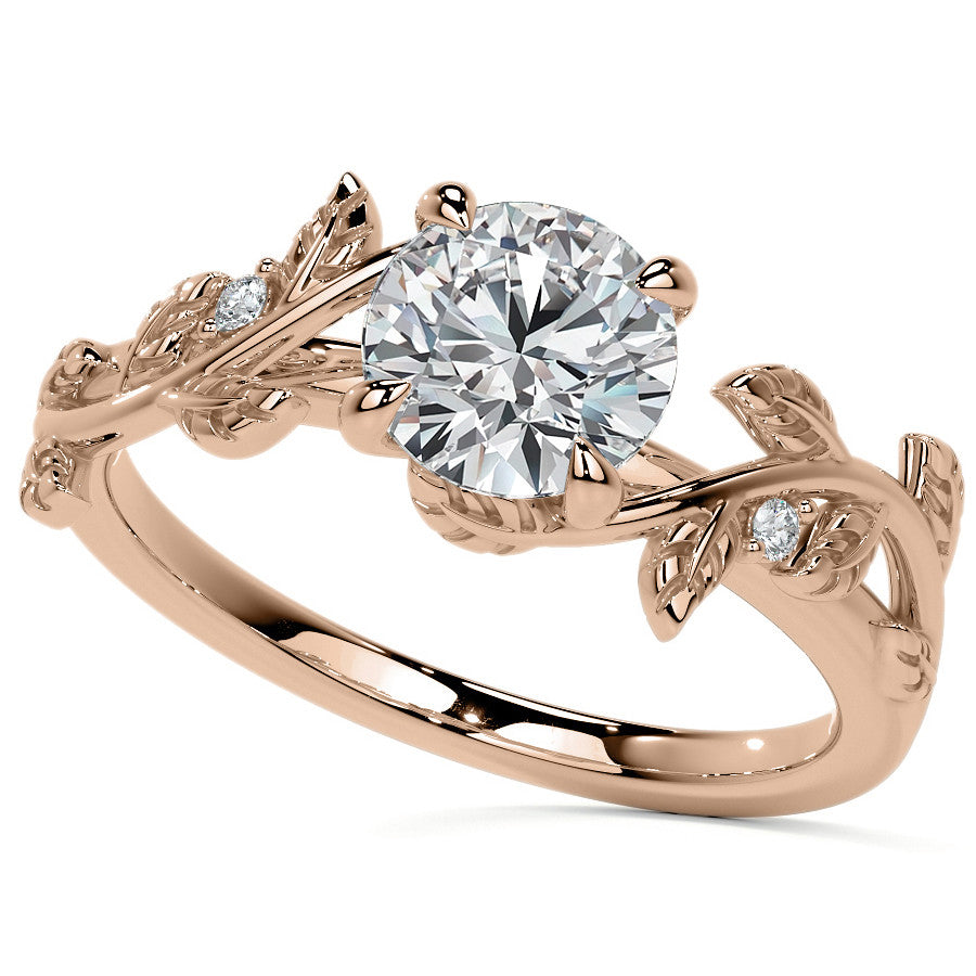 Round Vine Inspired Cathedral Moissanite Engagement Ring
