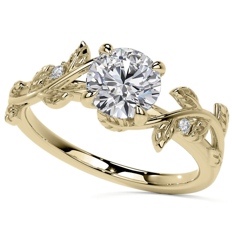 Round Vine Inspired Cathedral Moissanite Engagement Ring