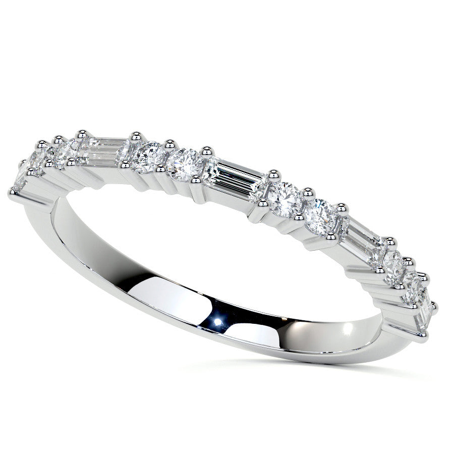 Round Brilliant Moissanite and Diamond Cluster Style Engagement Ring