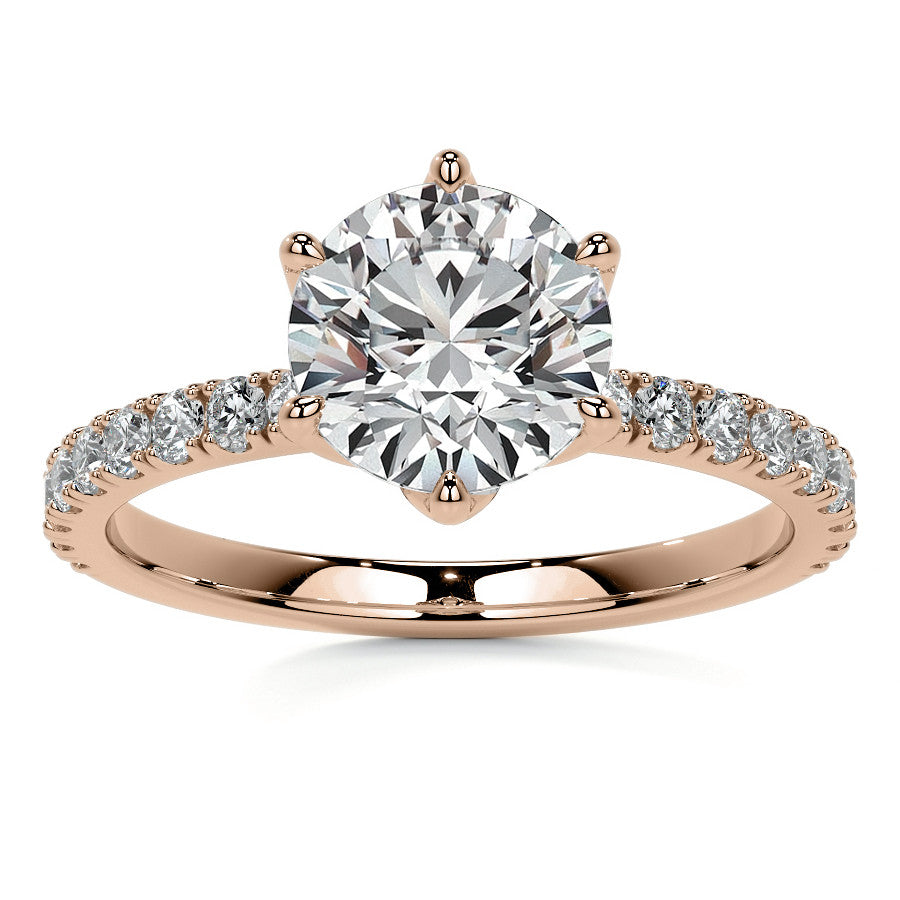 Round Brilliant Moissanite Engagement Ring with Tulip Prongs