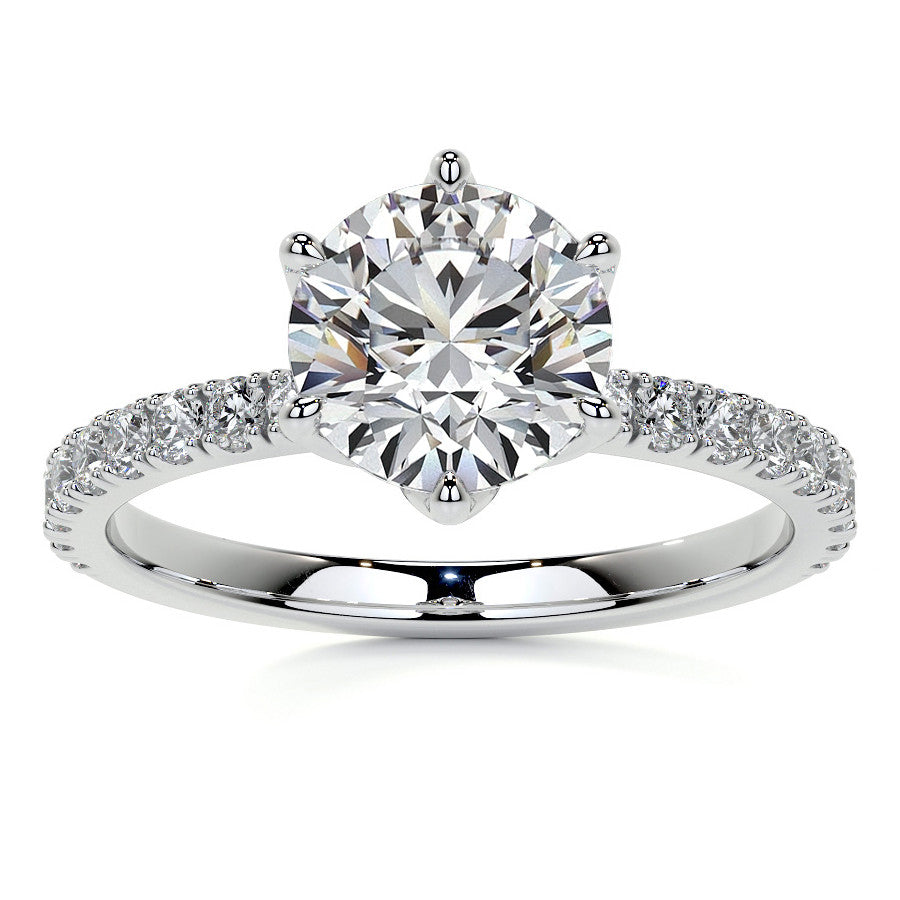 Round Brilliant Moissanite Engagement Ring with Tulip Prongs