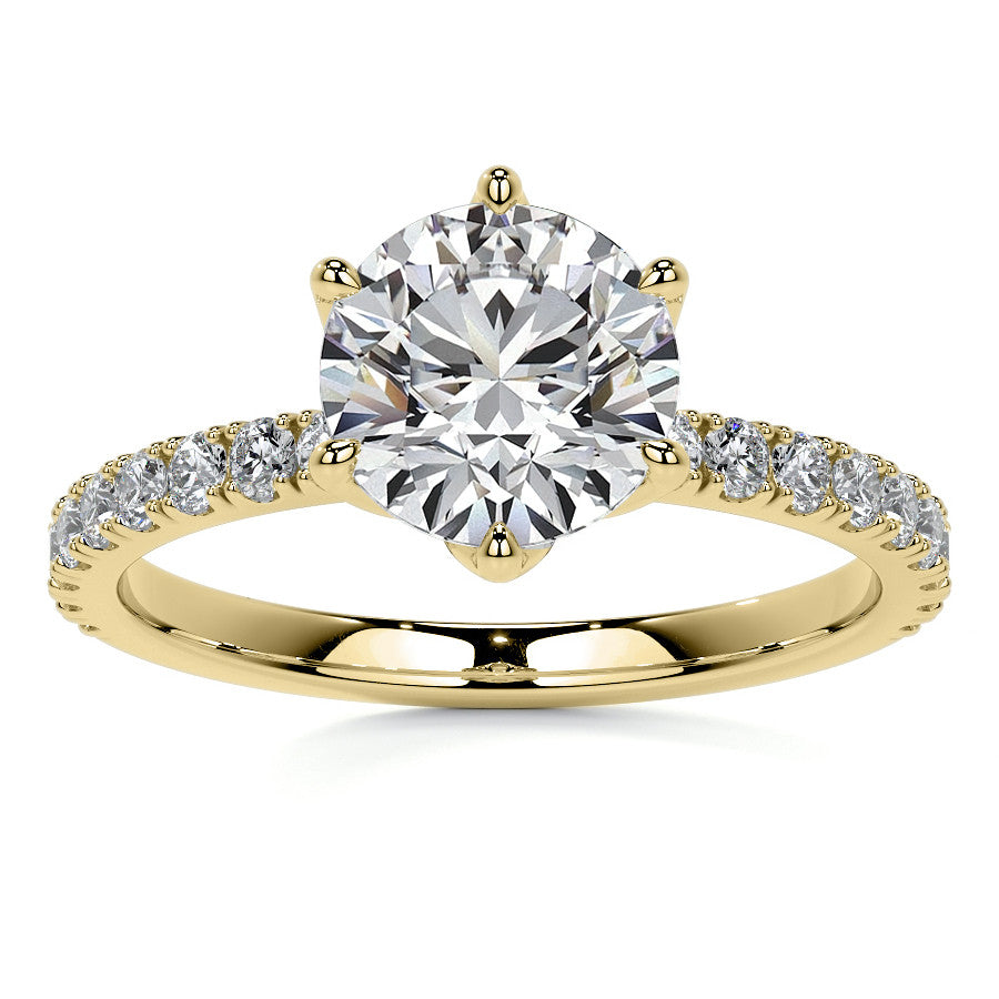 Round Brilliant Moissanite Engagement Ring with Tulip Prongs