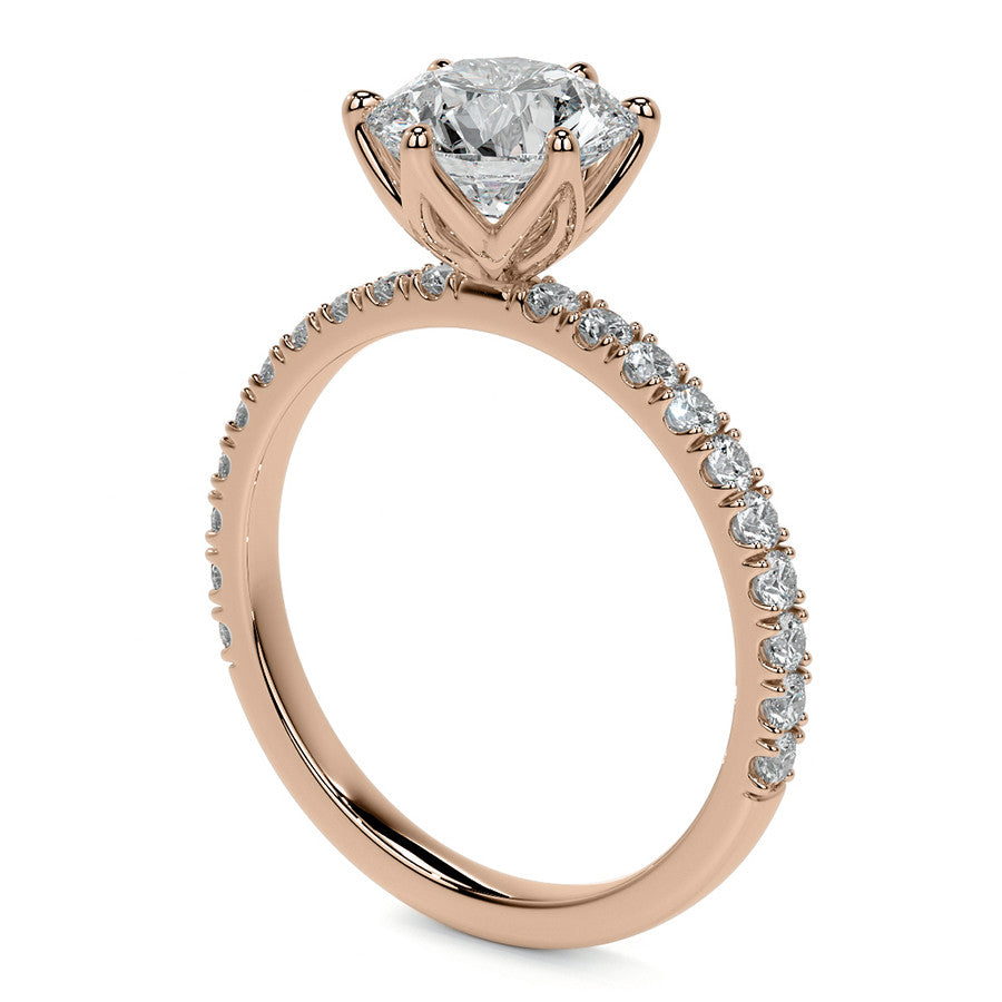 Round Brilliant Moissanite Engagement Ring with Tulip Prongs